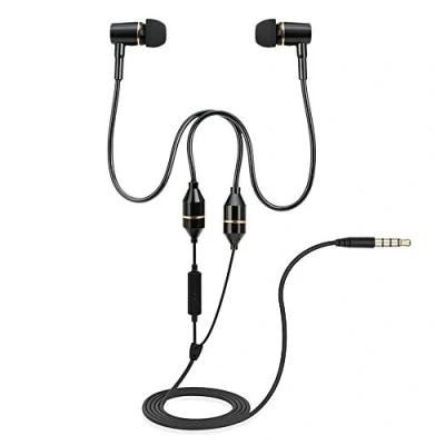 Abbildung von Docooler In Ear Kopfhörer Anti Strahlung Air Tube Stereo Musik Headset 3,5 mm frei Rauschunterdrückung Line Control mit Mikrofon Schwarz für Smartphones Desktop Tablet PC