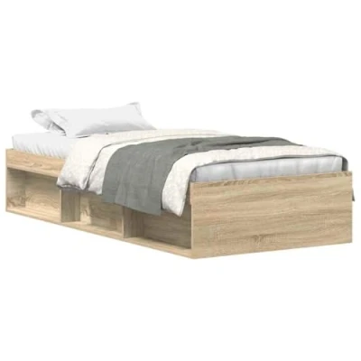 Abbildung von vidaXL Bettgestell, Bettrahmen mit Lattenrost, Bett Gästebett 6 Fächern, Einzelbett Schlafzimmerbett Schlafzimmermöbel, Sonoma Eiche 100x200cm