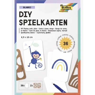 Abbildung von folia Blanko Spielkarten Set 36 Stück 6,5 x 10,0 cm Schulstart Bastelset Bastelrohling Geschenkidee Schulbedarf Kartenspiel