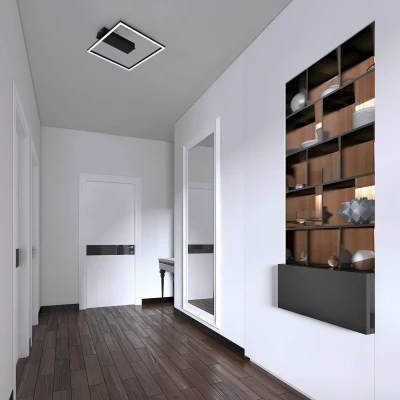 Abbildung von BRILONER LED Deckenlampe Frame, Deckenleuchte mit warmweißer Lichtfarbe, 12W Lampe, Wohnzimmerlampe, Schlafzimmerlampe, 320x300x50 mm (LxBxH), Schwarz