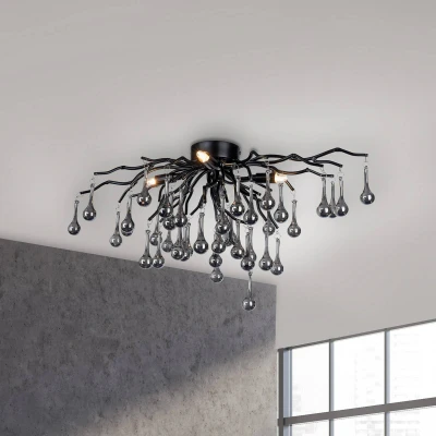 Abbildung von Deckenleuchte ICICLE, 4x G9/40 Watt max., Glasanhänger, Schwarz