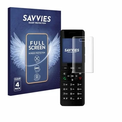 Abbildung von Savvies 4 Stück Full Screen Schutzfolie für AVM Fritz!Fon X6 Black Cover Displayschutz Folie [3D Curved, Transparent, Anti Fingerabdruck]