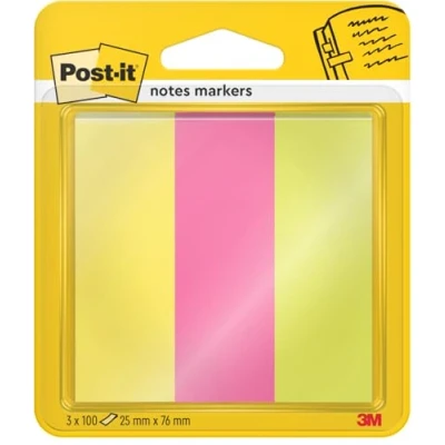 Abbildung von Post it 671 3 Haftstreifen Page Marker breit, 25 x 76 mm, neonfarben, 3x100 Blatt