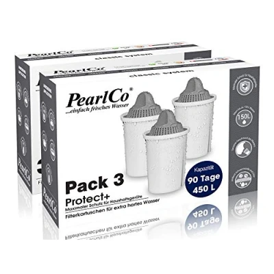 Abbildung von PearlCo Kalk und Wasserfilter Filterkartuschen Classic Protect+ Pack 6, Zubehör für Brita u.