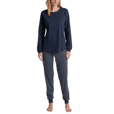 Abbildung von CALIDA Midnight Dreams Bündchen Pyjama Damen, aus 100% Dicker Baumwolle