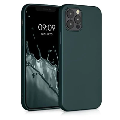 Abbildung von kwmobile Case kompatibel mit Apple iPhone 12 / Pro Hülle Schutzhülle aus Silikon metallisch schimmernd Handyhülle Metallic Petrol
