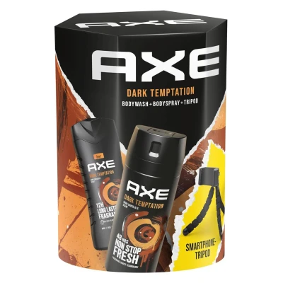 Abbildung von Axe Geschenkset &quot;Dark Temptation&quot; Pflegeset mit Bodyspray, Duschgel und Smartphone Tripod (150 ml + 250 ml)