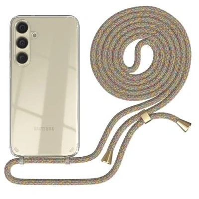 Abbildung von EAZY CASE Handykette kompatibel mit Samsung Galaxy S24 Plus Kette zum Umhängen für Hülle Band aus Silikon stoßfeste transparente Handyhülle als Fallschutz in Rainbow