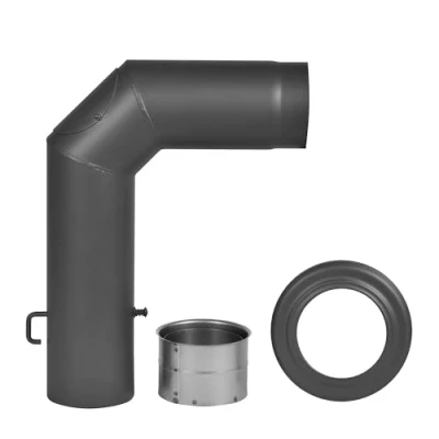 Abbildung von Firefix Ofenrohr, (Set), Bogen, 150 mm, 90 , Stahlblech, mit Drosselklappe