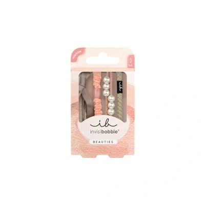 Abbildung von invisibobble BEAUTIES Powdery Pearl (4 Stück) Geflochtene Spiral Haargummis in Rosa &amp; Pastell Haargummi Damen Mini Stylisch im Haar als Armband Sanft, verspielt vielseitig tragbar