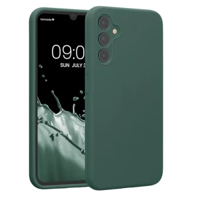 Abbildung von kwmobile Handyhülle kompatibel mit Samsung Galaxy A34 5G Hülle gummierte Handy Case aus Silikon in Tannengrün
