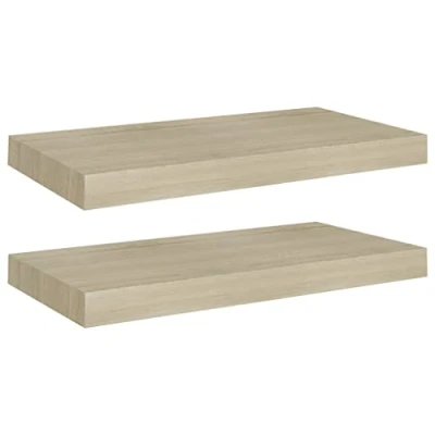 Abbildung von vidaXL 2X Wandregal Schwebend Hängeregal Wandboard Bücherregal Regalbrett Schweberegal CD DVD Regal Dekoregal Eichefarben 50x23x3,8cm MDF
