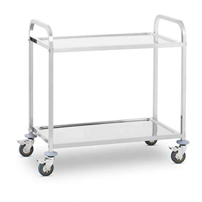 Abbildung von Royal Catering RCSW 2 Servierwagen Edelstahl Böden Küchenwagen mit Rollen Edelstahlwagen