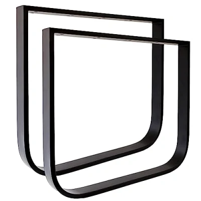 Abbildung von Natural Goods Berlin 2X Tischkufen O Form Metall Tischbeine Tischgestell höhenverstellbar Möbelkufen rund schwerlast Outdoor U Modell Industrie Design (B80 x H72cm (Esstisch/Schreibtisch), Schwarz)