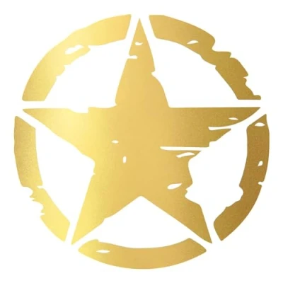 Abbildung von Finest Folia 2er Set Autoaufkleber Army Stern Sticker Folie für Auto Motorrad Anhänger Aufkleber US Star Motiv 3 selbstklebend wetterfest Kfz Zubehör (Gold, 10cm K169)