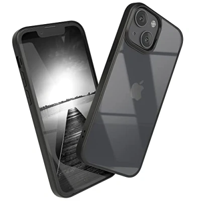 Abbildung von EAZY CASE Clear Hybrid Bumper Hülle kompatibel mit iPhone 13 Mini, Handyhülle Ultra Aufprallschutz, Stoßfest und Kratzfest, dünne Schutzhülle Kameraschutz, Slim Cover Handy Case, Schwarz