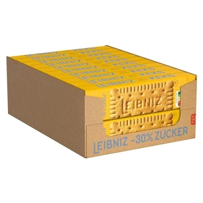 Abbildung von LEIBNIZ Butterkeks 30 % Zucker, 20er Pack, zuckerreduzierte Butterkekse, knusprige Kekse in Großpackung als Vorrat oder zum Verkauf (20 x 150 g)