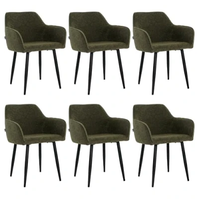 Abbildung von Mevsim Store Esszimmerstühle 6er Set Boucle Grün Esszimmerstuhl mit Armlehnen Ideal für Wohnzimmer, Büro und Bouclestühle Küchenstuhl schwarzen Metallbeinen