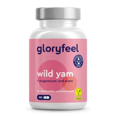 Abbildung von gloryfeel® Wild Yam + Mönchspfeffer &amp; Frauenmantel mit Magnesium Eisen Kapseln 180 St