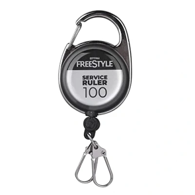 Abbildung von Spro Freestyle Service Ruler 100cm Fischmaßband zum Spinnfischen, Karabiner für Zangen, Clip Angelzangen