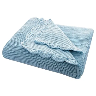 Abbildung von Bio Baby Kuscheldecke 100% Baumwolle (kbA) GOTS zertifiziert, Himmelsblau, 80 x 100 cm
