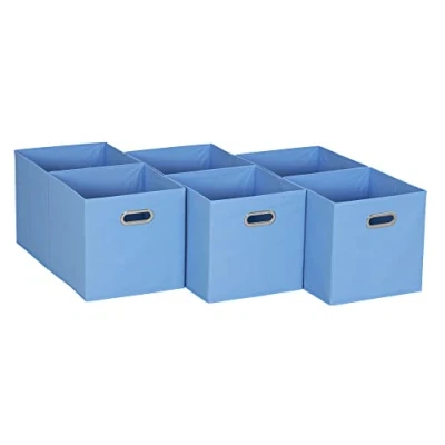 Abbildung von Household Essentials, Hellblau, Stoff Aufbewahrungskörbe mit Griff, 6 Stück, Kunststoff