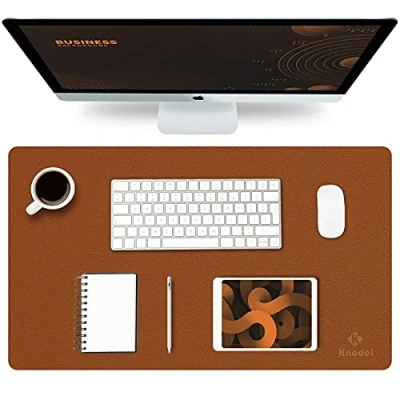 Abbildung von K KNODEL Tischunterlage, Schreibtischunterlage, 60 x 35cm PVC Laptop wasserdichte Schreibunterlage für Büro oder Heimbereich, doppelseitig (Braun/Grau)