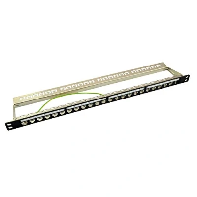 Abbildung von LogiLink NK4040 Keystone Patchpanel/Verteilerfeld für 24 Buchsen, geschirmt, 0.5 HE (Höheneinheit) schwarz