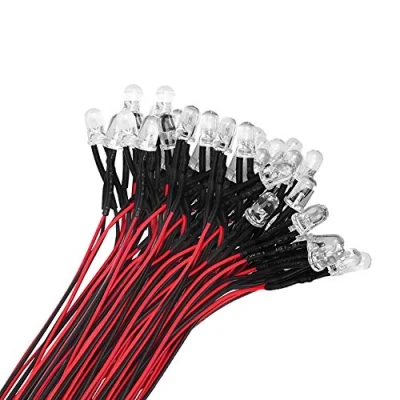 Abbildung von YIXISI 50 Stücke Vorverdrahtete LED, Dioden Licht, 12V Vorverdrahtetes 5mm LEDs, 20cm Rot
