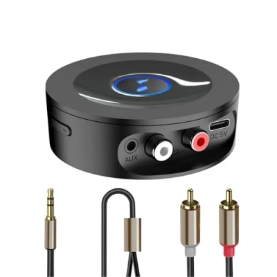 Abbildung von Bluetooth 5.2 Empfänger für Stereoanlage, AUX Adapter Klinke 3.5, Lossless Level HiFi Receiver Lautsprecher, Verstärker mit RCA Cinch, Lange Reichweite, HD Audio, Niedrige Latenz