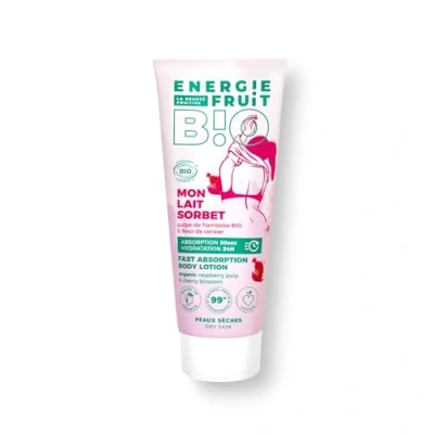 Abbildung von ENERGIE FRUIT Körpermilch schnell einziehend Kirschblüte und Himbeerfleisch Bio zertifiziert von ECOCERT 200 ml