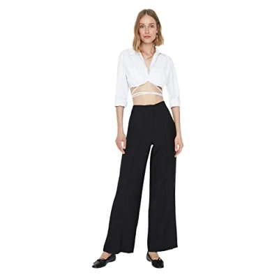 Abbildung von TRENDYOL Damen Schwarze Große Geräumige Hose Pants Alltäglich, Schwarz, 36