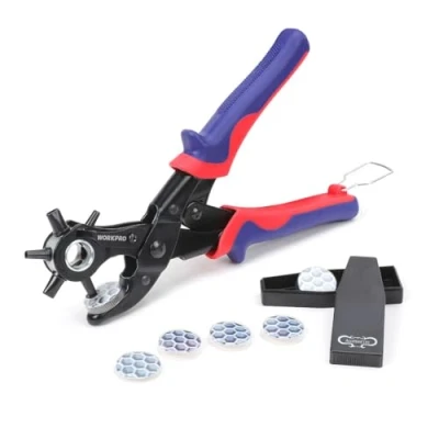 Abbildung von WorkPro Revolverlochzange Lochzange Gürtel Puncher 255 MM Locher, Rund 3,5 4 4,5 MM, 1 tlg., Rechteckige 6,6 7,5 OVAL Lochpfeifen 6,1
