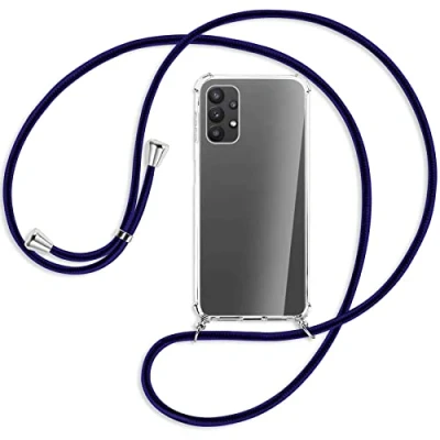Abbildung von mtb more energy® Handykette kompatibel mit Samsung Galaxy A23 4G, 5G (6.6&#039;&#039;) Blue Line Smartphone Hülle zum Umhängen Anti Shock Full TPU Case