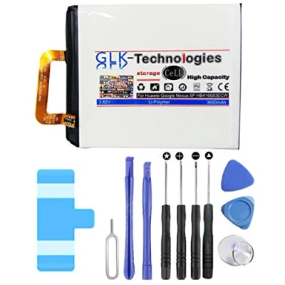 Abbildung von High Power Ersatzakku kompatibel mit Google Nexus 6P A1 A2 Huawei Angler H1511 H1512 HB416683ECW Original GLK Technologies Battery accu 3600 mAh Akku inkl. Werkzeug Set Kit NEU