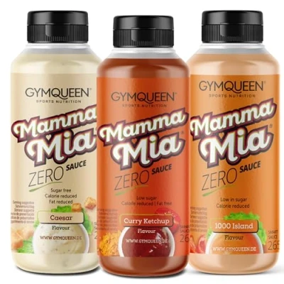 Abbildung von GymQueen Mamma Mia Zero Sauce 3x265ml, kalorienarm, ohne Fett &amp; Zucker, zum Verfeinern von Gerichten oder als Salat Dressing, vegetarisch und laktosefrei
