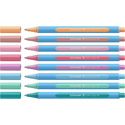 Abbildung von Rollerball Stifte Set mit Etui SCHNEIDER Slider Edge Pastel, XB, 8 Stück, Farbmix 1 PCE