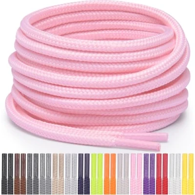 Abbildung von Miscly Schnürsenkel Rund Reißfest für Sportschuhe, Sneaker und Stiefel, Ø 4 mm (160 cm, Rosa)