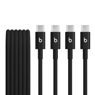 Abbildung von Beats USB C auf Gewebte Kabel, 2er Pack, Schnelles Laden, Langlebiges und Verwicklungsfreies Design, Kompatibles Ladegerät für Apple Android basierte Produkte (1,5 m) Power Schwarz