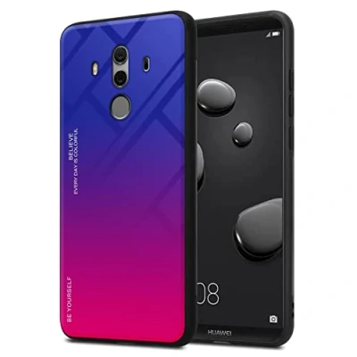 Abbildung von Cadorabo Hülle kompatibel mit Huawei Mate 10 PRO Schutzhülle TPU Silikon Case Glas Slim Kratzfest Weiche Gummi Rundumschutz für in Schwarz