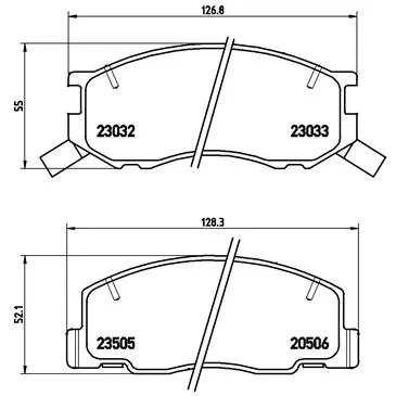 Abbildung von BREMBO P 83 093 Bremsbelagsatz mit akustischer Verschleißwarnung ohne Zubehör TOYOTA: Previa / Estima I