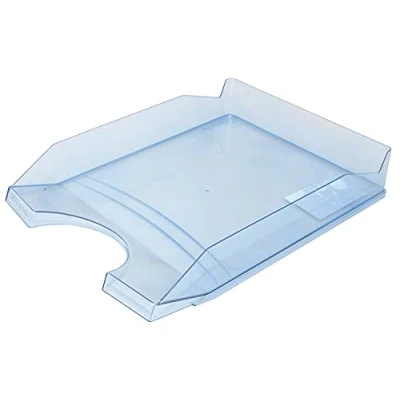 Abbildung von OFFICE PRODUCTS 18016011 01 Briefkorb für den Schreibtisch, Polystyrene/PP, A4, transparent/blau