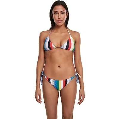 Abbildung von Urban Classics Damen TB2795 Ladies Stripe Bikini Set, Mehrfarbig (Multicolor 01667), XS