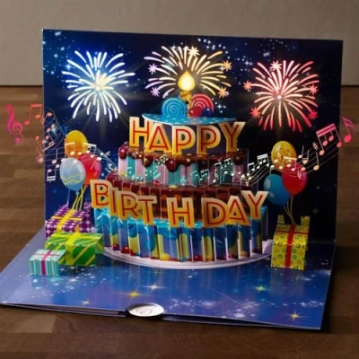 Abbildung von papercrush® Pop Up Geburtstagskarte mit Musik Musikalische 3D Geschenkkarte Happy Birthday Lied für Kinder (Mädchen, Jungen, Enkel, Patenkind), Verpackung Geldgeschenk Tochter oder Sohn