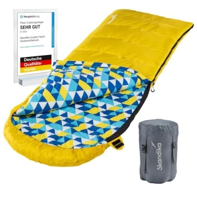 Abbildung von Skandika Deckenschlafsack Dundee Flanell, Reißverschluss links/rechts, Baumwolle, Camping, koppelbar, Doppelschlafsack, 3 Jahreszeiten, bis 20C, 220 x 80 cm