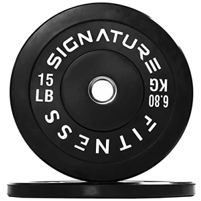 Abbildung von Fitvids Bumper Plate Olympische Hantelscheiben mit Stahlnabe, 5,1 cm, 6,8 kg, Paar