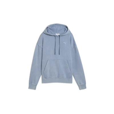 Abbildung von Puma Essentials Elevated Relaxed Wash Hoodie Damen Mit Print Cool Blue Größe: S