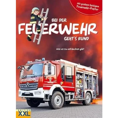 Abbildung von Bei der Feuerwehr geht&#039;s rund mit großem farbigem Poster: Was es zu entdecken gibt