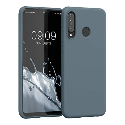 Abbildung von kwmobile Hülle kompatibel mit Huawei P30 Lite weiches TPU Silikon Case Cover geeignet für kabelloses Laden Dunkler Schiefer