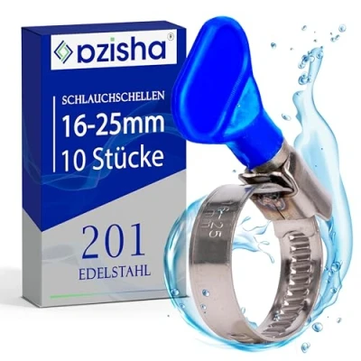 Abbildung von AZISHA Schlauchschellen 16 25mm 10 Stücke Edelstahl Einstellbare Mit Flügelmutter Mehrzweck Schlauchklemme für Pool, Gas, Wasser, Waschmaschine, Und Kfz Schlauch